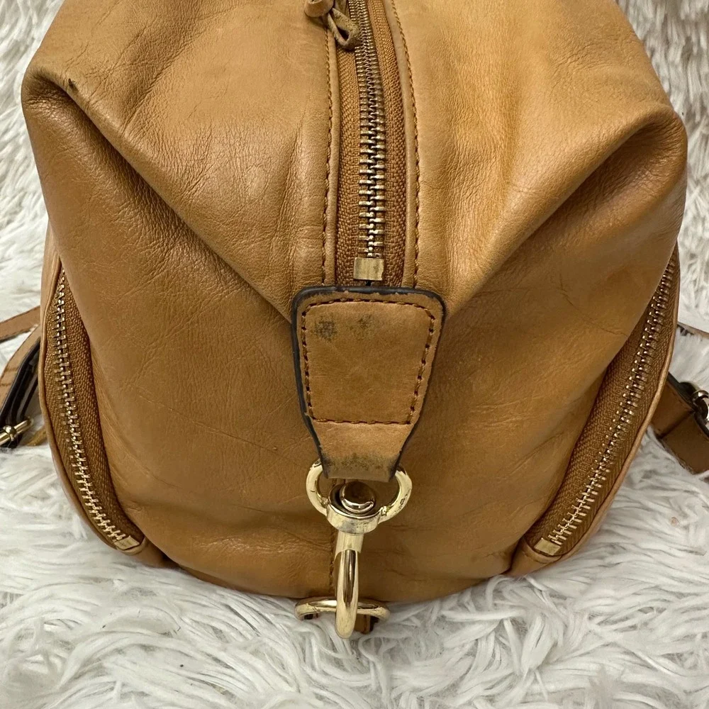 Rebecca Minkoff Julian  Backpack in Tan Distressed Leather Zip Top